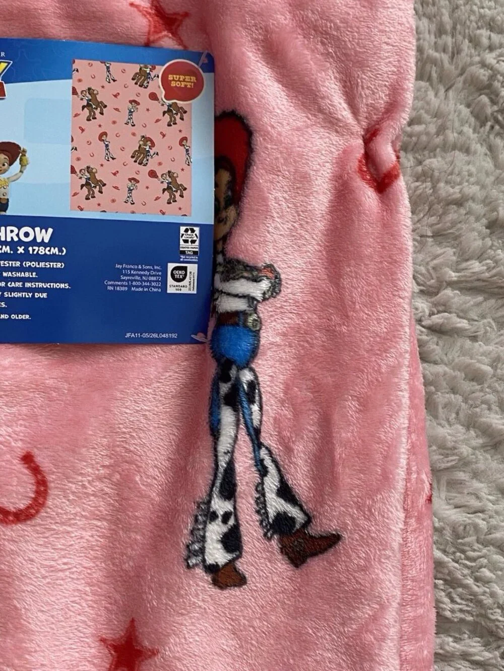 Disney Pixar Toy Story 5 Jessie Bullseye Plush Throw Blanket Pink 50” X 70” NEW